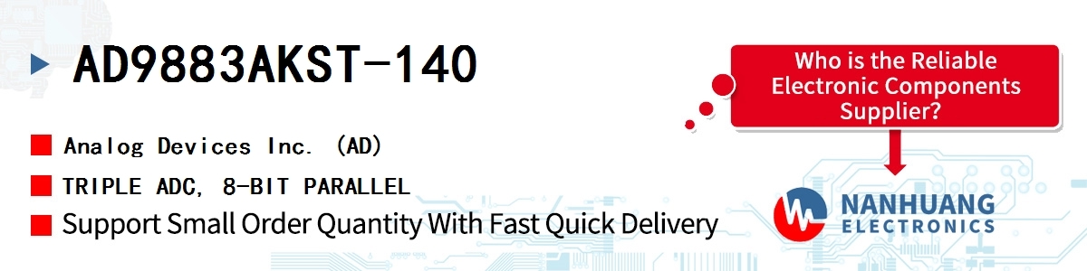 AD9883AKST-140 ADI TRIPLE ADC, 8-BIT PARALLEL