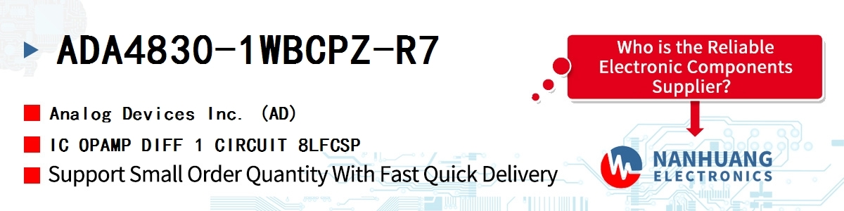 ADA4830-1WBCPZ-R7 ADI IC OPAMP DIFF 1 CIRCUIT 8LFCSP