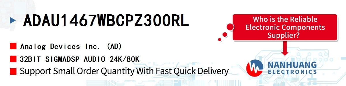 ADAU1467WBCPZ300RL ADI 32BIT SIGMADSP AUDIO 24K/80K