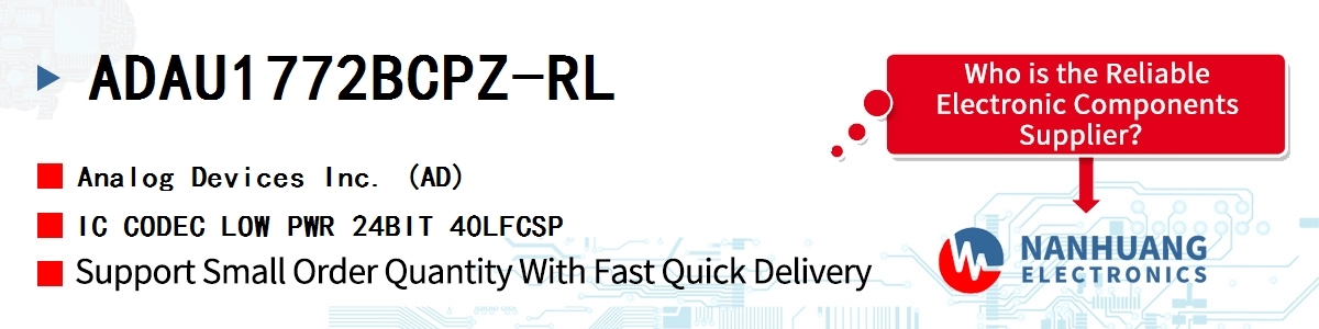 ADAU1772BCPZ-RL ADI IC CODEC LOW PWR 24BIT 40LFCSP