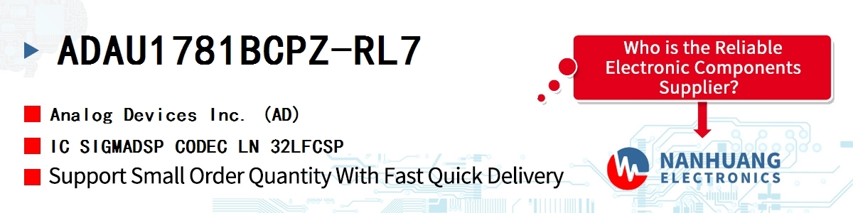 ADAU1781BCPZ-RL7 ADI IC SIGMADSP CODEC LN 32LFCSP