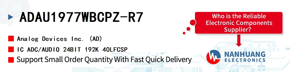 ADAU1977WBCPZ-R7 ADI IC ADC/AUDIO 24BIT 192K 40LFCSP