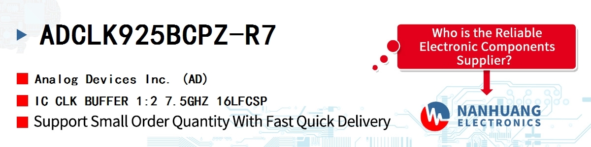 ADCLK925BCPZ-R7 ADI IC CLK BUFFER 1:2 7.5GHZ 16LFCSP