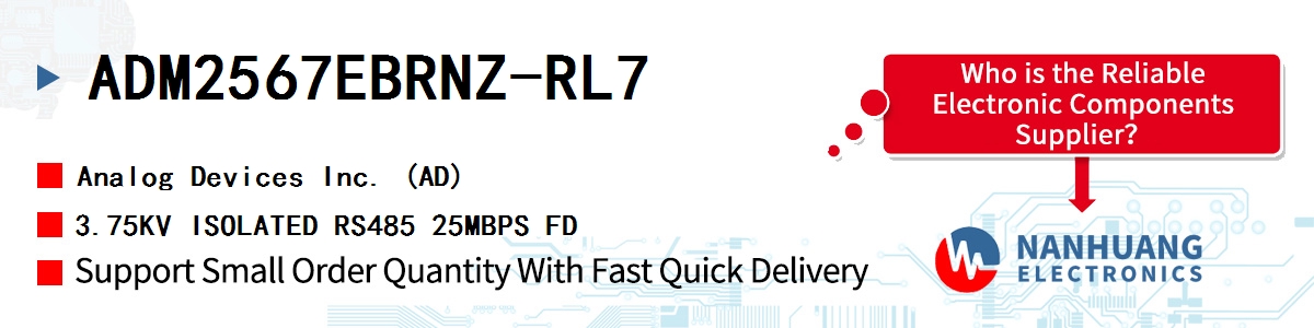 ADM2567EBRNZ-RL7 ADI 3.75KV ISOLATED RS485 25MBPS FD