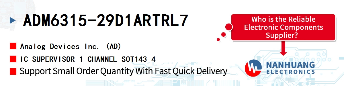 ADM6315-29D1ARTRL7 ADI IC SUPERVISOR 1 CHANNEL SOT143-4