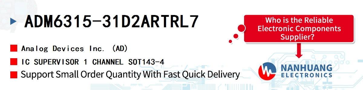 ADM6315-31D2ARTRL7 ADI IC SUPERVISOR 1 CHANNEL SOT143-4