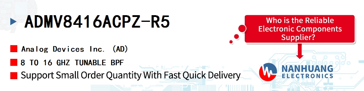 ADMV8416ACPZ-R5 ADI 8 TO 16 GHZ TUNABLE BPF