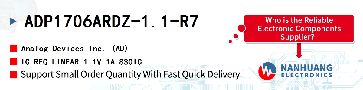 ADP1706ARDZ-1.1-R7 ADI IC REG LINEAR 1.1V 1A 8SOIC