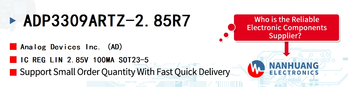 ADP3309ARTZ-2.85R7 ADI IC REG LIN 2.85V 100MA SOT23-5