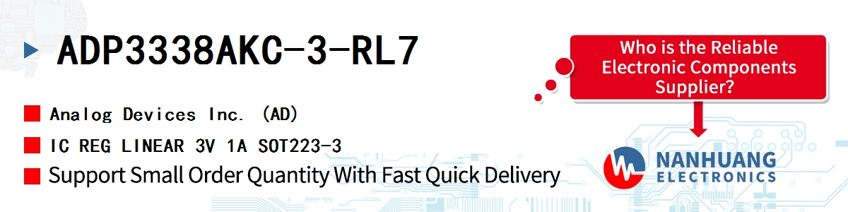 ADP3338AKC-3-RL7 ADI IC REG LINEAR 3V 1A SOT223-3