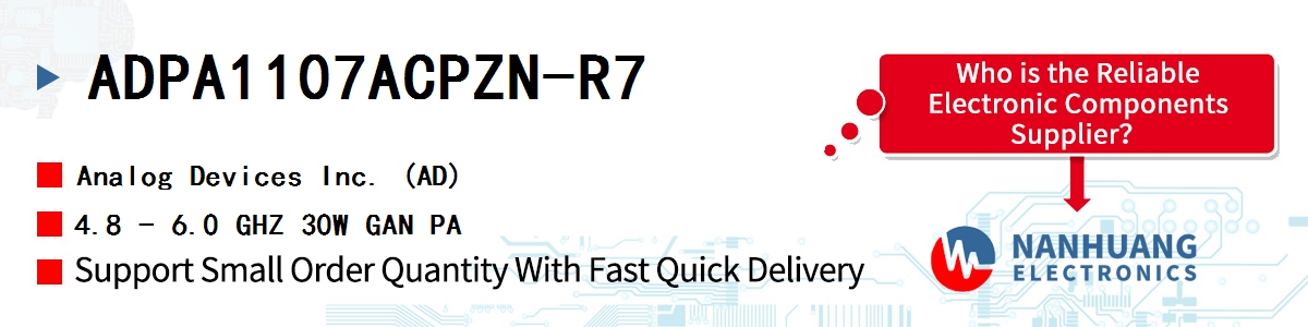 ADPA1107ACPZN-R7 ADI 4.8 - 6.0 GHZ 30W GAN PA