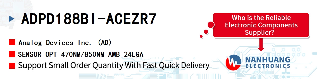 ADPD188BI-ACEZR7 ADI SENSOR OPT 470NM/850NM AMB 24LGA