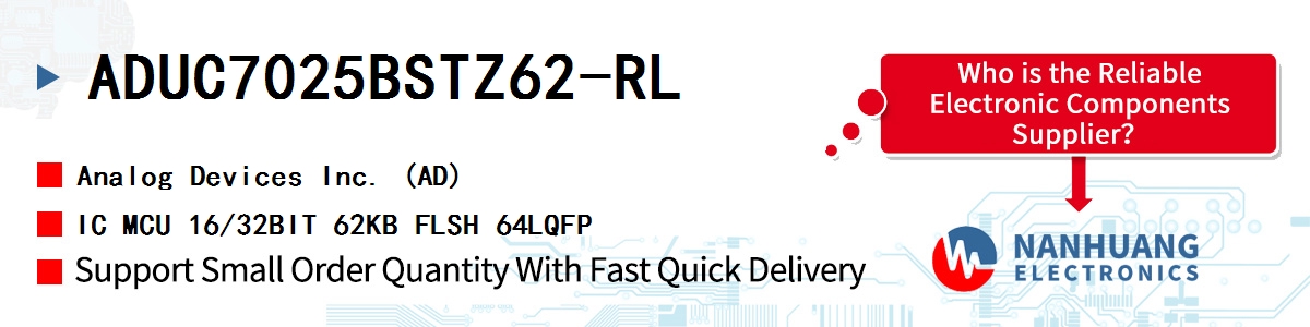 ADUC7025BSTZ62-RL ADI IC MCU 16/32BIT 62KB FLSH 64LQFP