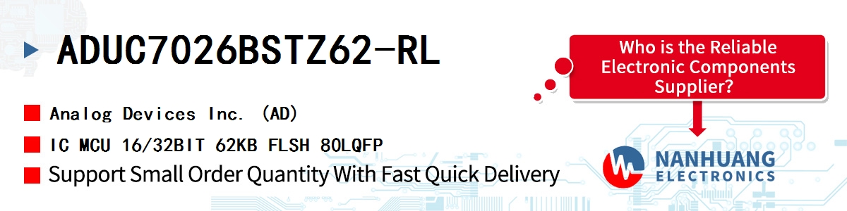 ADUC7026BSTZ62-RL ADI IC MCU 16/32BIT 62KB FLSH 80LQFP