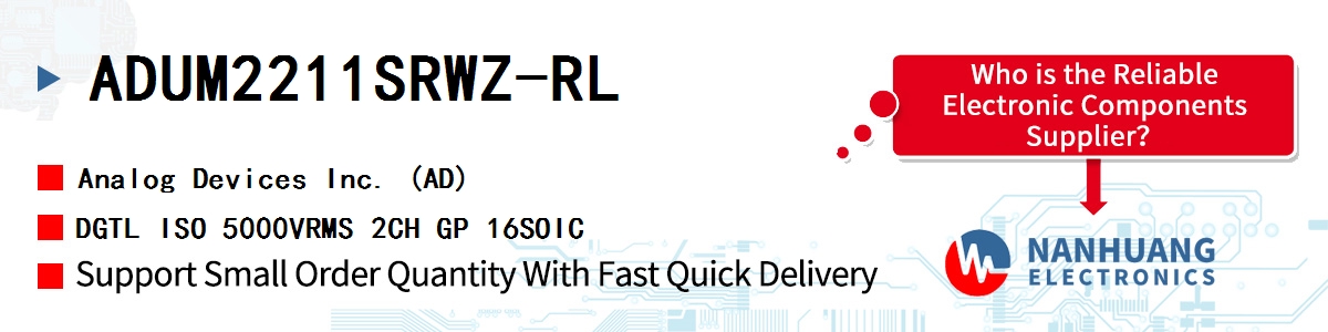 ADUM2211SRWZ-RL ADI DGTL ISO 5000VRMS 2CH GP 16SOIC