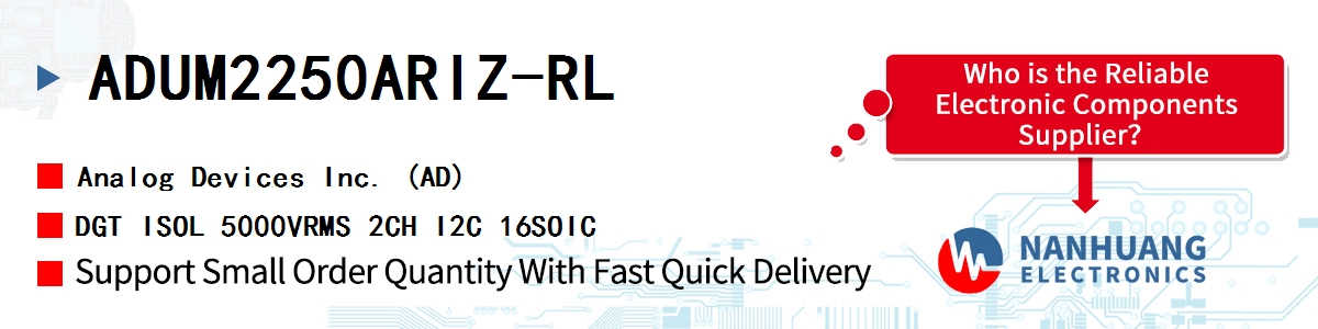 ADUM2250ARIZ-RL ADI DGT ISOL 5000VRMS 2CH I2C 16SOIC