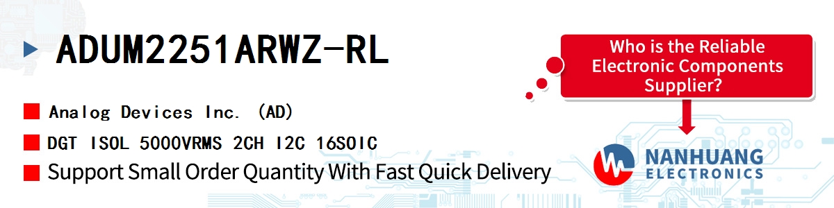 ADUM2251ARWZ-RL ADI DGT ISOL 5000VRMS 2CH I2C 16SOIC