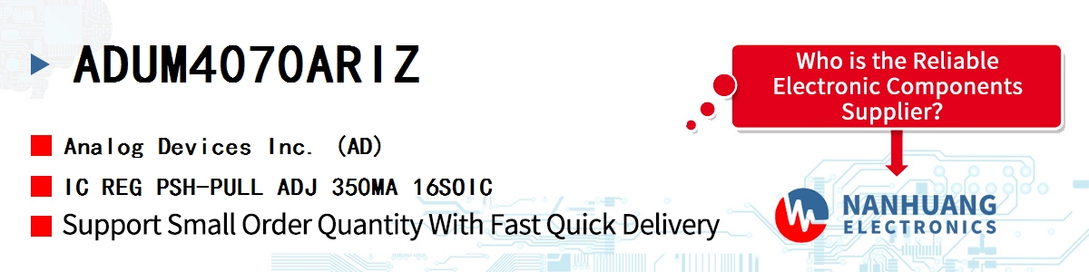 ADUM4070ARIZ ADI IC REG PSH-PULL ADJ 350MA 16SOIC