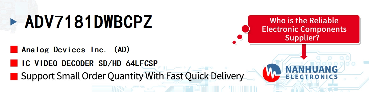 ADV7181DWBCPZ ADI IC VIDEO DECODER SD/HD 64LFCSP