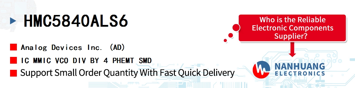 HMC5840ALS6 ADI IC MMIC VCO DIV BY 4 PHEMT SMD