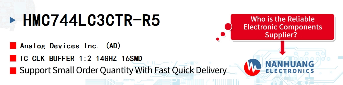 HMC744LC3CTR-R5 ADI IC CLK BUFFER 1:2 14GHZ 16SMD