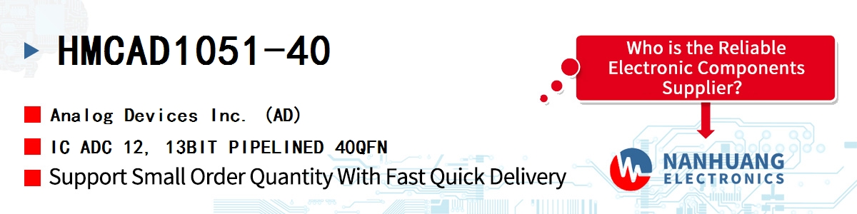 HMCAD1051-40 ADI IC ADC 12, 13BIT PIPELINED 40QFN