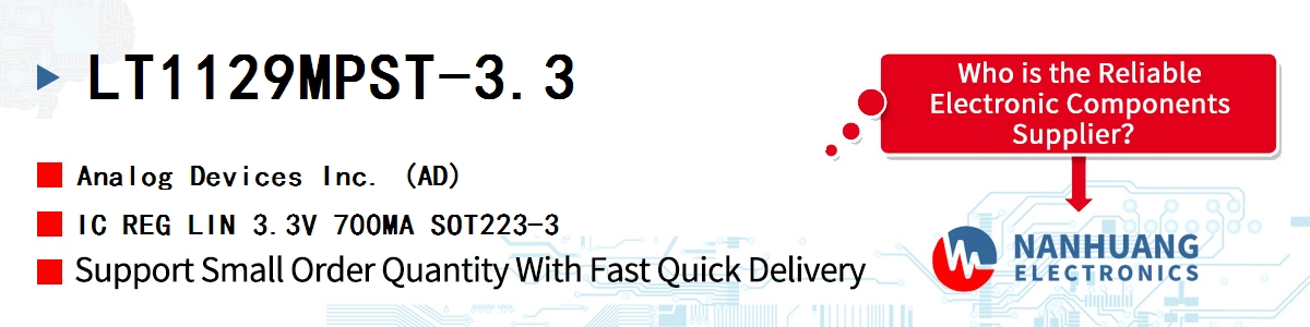 LT1129MPST-3.3 ADI IC REG LIN 3.3V 700MA SOT223-3