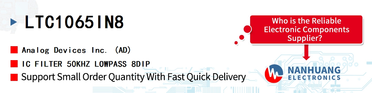 LTC1065IN8 ADI IC FILTER 50KHZ LOWPASS 8DIP