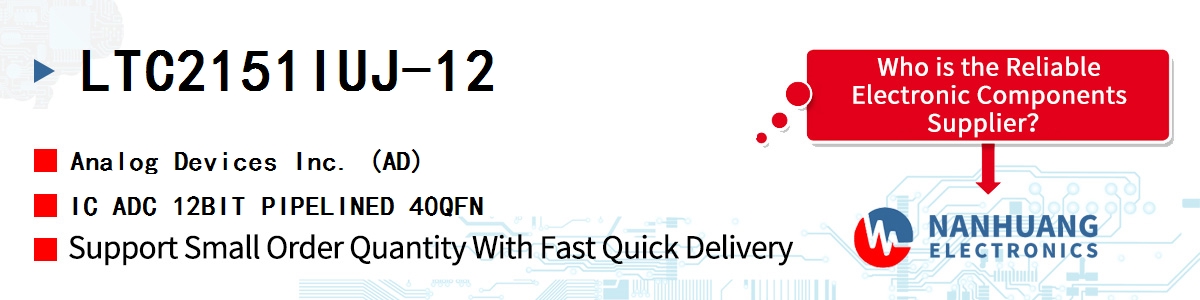 LTC2151IUJ-12 ADI IC ADC 12BIT PIPELINED 40QFN