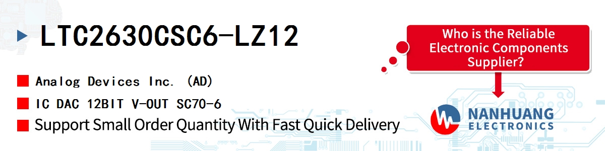 LTC2630CSC6-LZ12 ADI IC DAC 12BIT V-OUT SC70-6