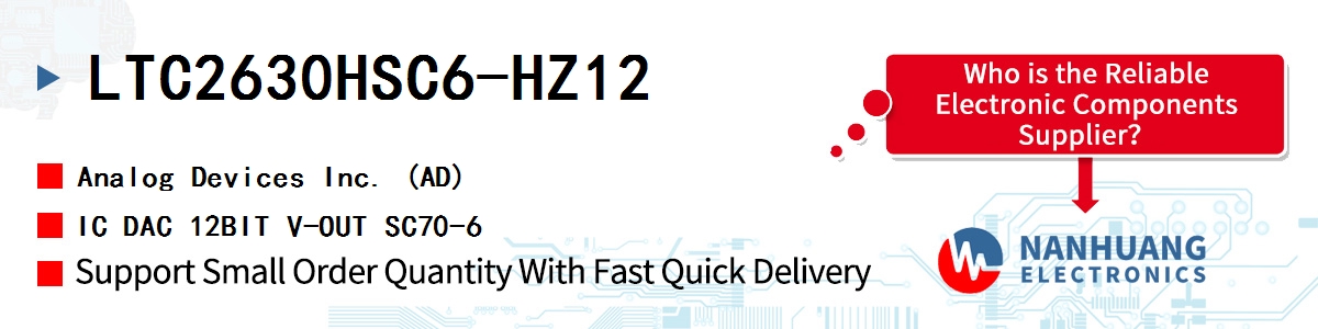 LTC2630HSC6-HZ12 ADI IC DAC 12BIT V-OUT SC70-6