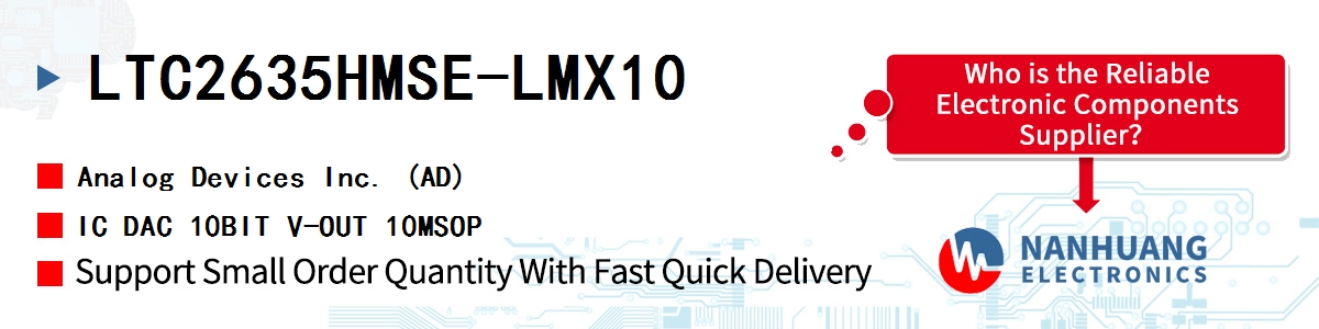 LTC2635HMSE-LMX10 ADI IC DAC 10BIT V-OUT 10MSOP