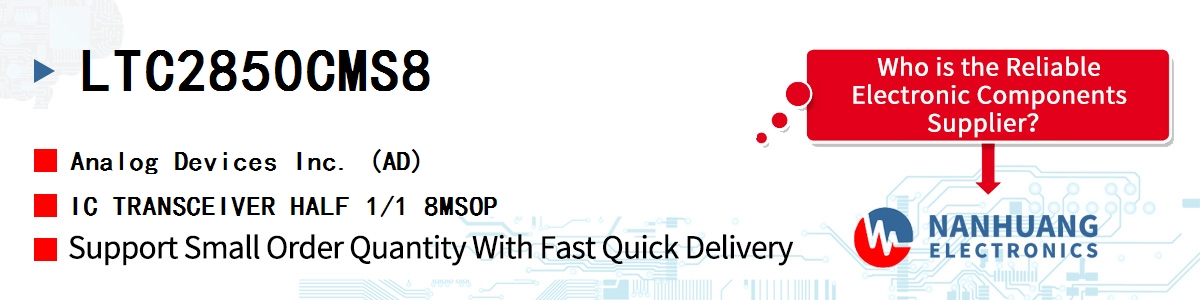 LTC2850CMS8 ADI IC TRANSCEIVER HALF 1/1 8MSOP
