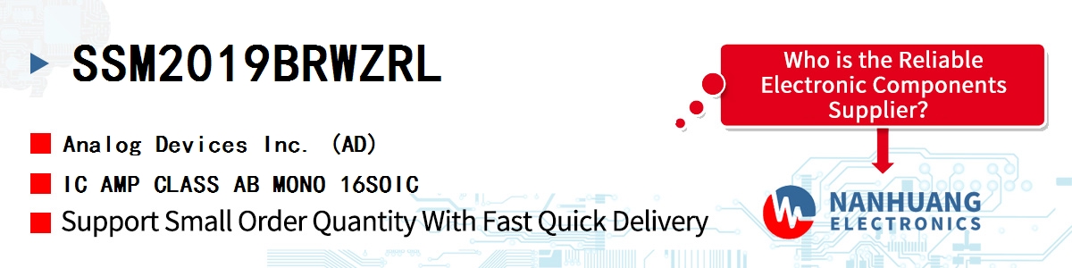 SSM2019BRWZRL ADI IC AMP CLASS AB MONO 16SOIC