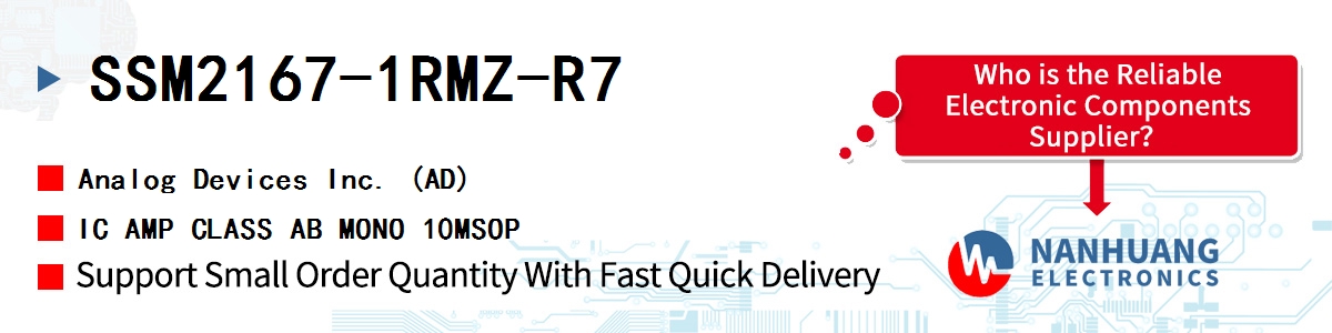 SSM2167-1RMZ-R7 ADI IC AMP CLASS AB MONO 10MSOP