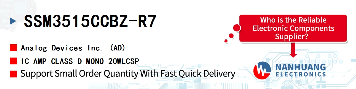 SSM3515CCBZ-R7 ADI IC AMP CLASS D MONO 20WLCSP
